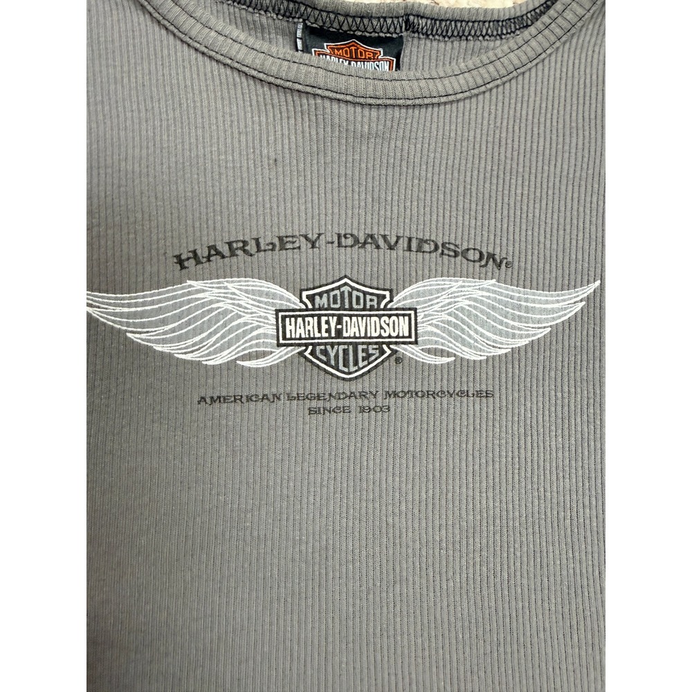 Harley-Davidson Womens Top Bundle Grey Ribbed Tee Tank Lot of 2 Shirts - BW - Picture 3 of 9